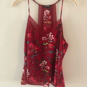 Express red floral tank top